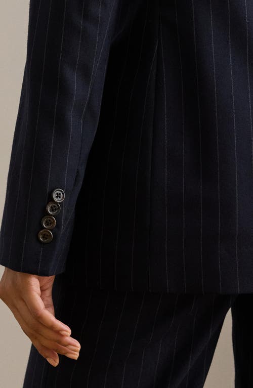 Ralph Lauren Womens Suiting Ryen Double Breasted Pinstripe Twill Blazer 0 22w In Blue