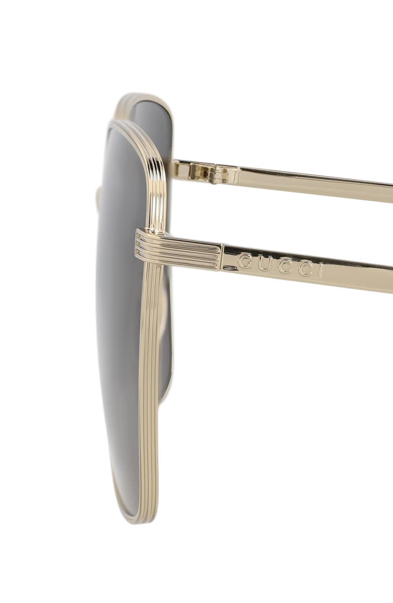 Gucci 57mm Square Sunglasses, Alternate, color, Gold Gold Grey