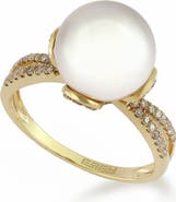 EFFY 14K Yellow Gold Freshwater Pearl Diamond Solitaire Ring