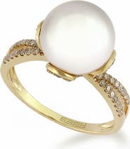 EFFY 14K Yellow Gold Freshwater Pearl Diamond Solitaire Ring