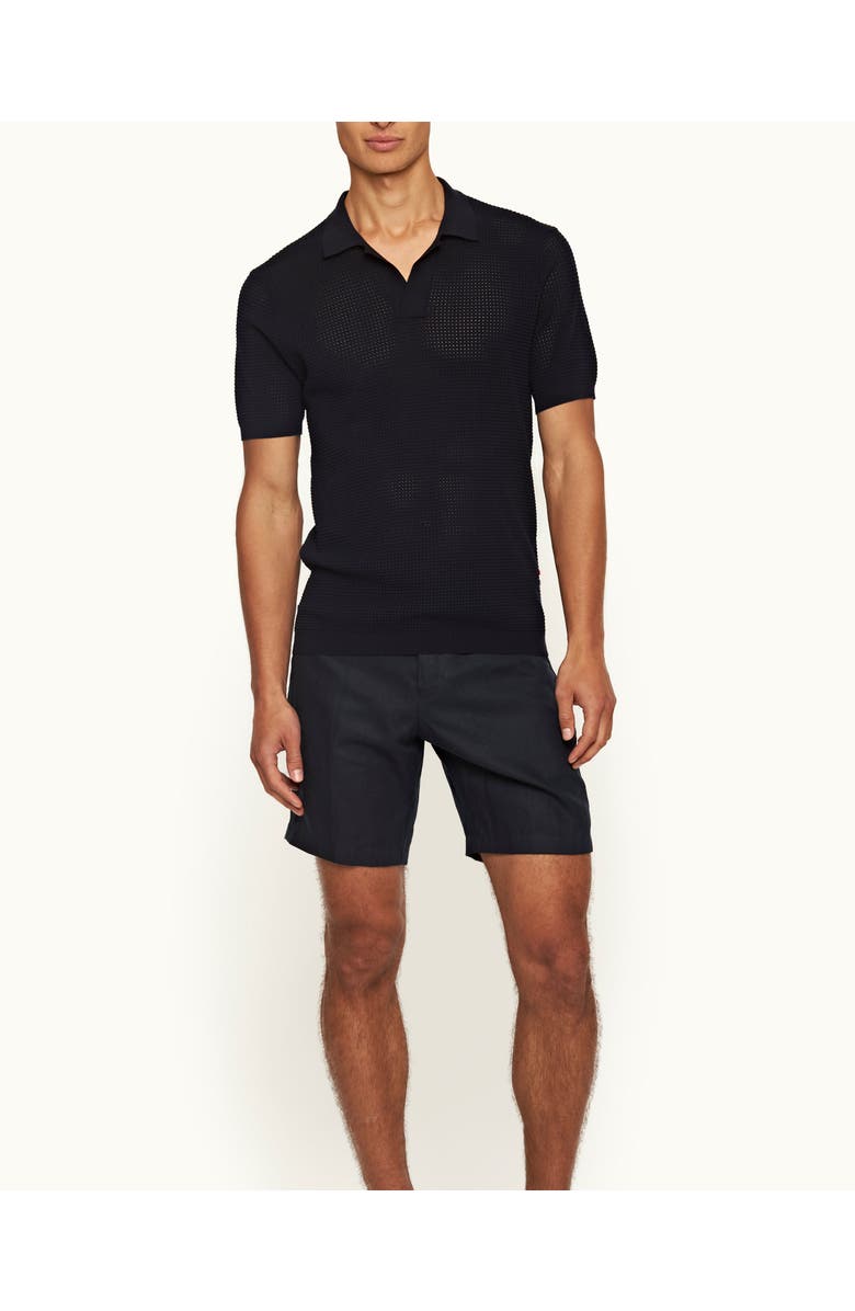 Orlebar Brown Norwich Lino Tailored Fit Smart Italian Linen Shorts, Main, color, Night Iris