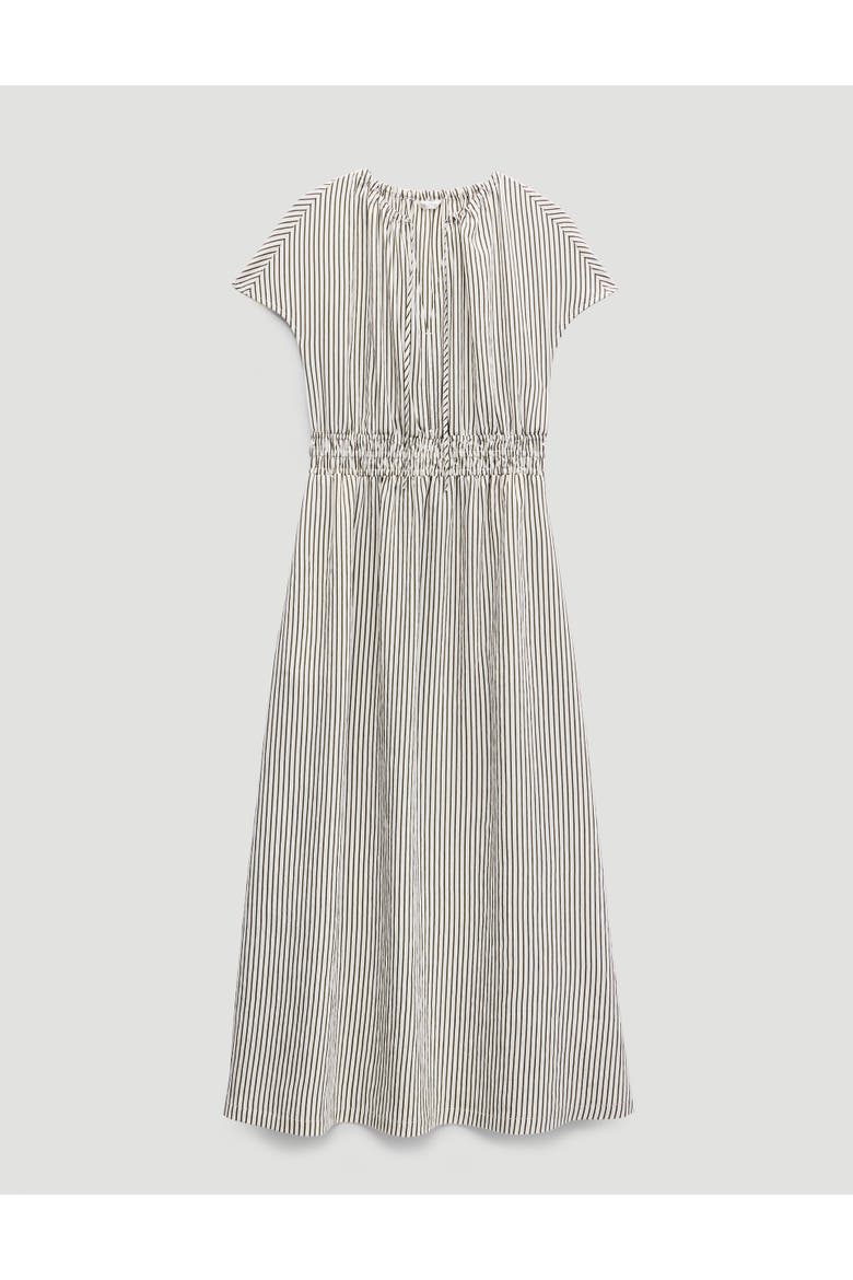 Nika Smocked Waistband Cotton Midi Dress, Alternate, color, Green Stripe White