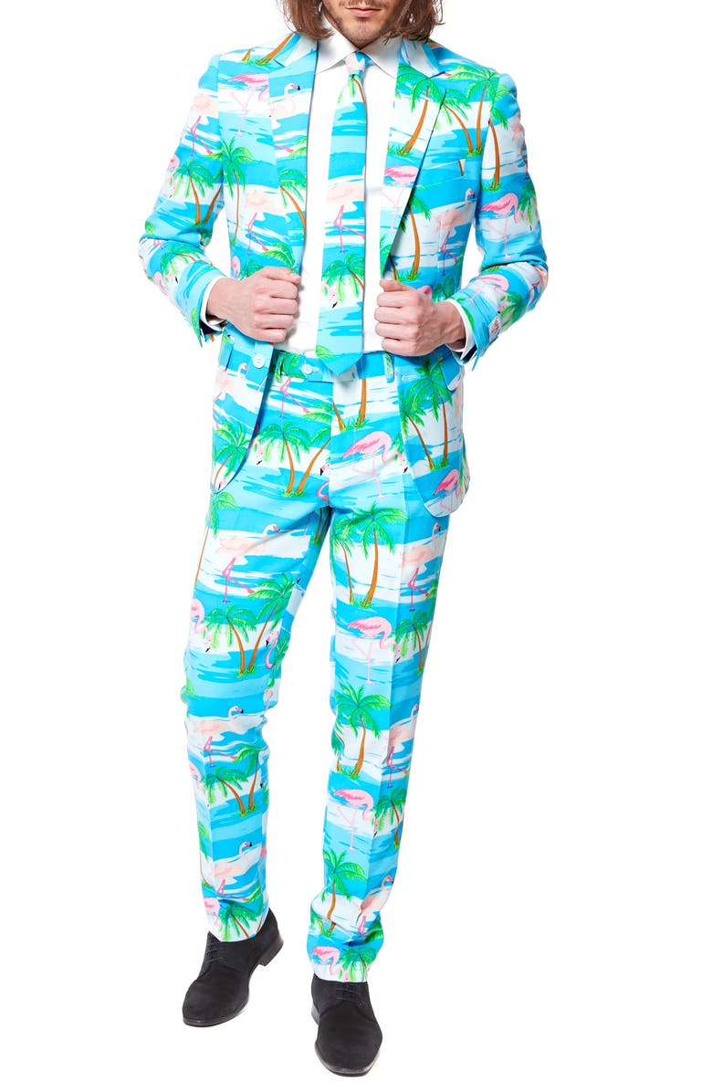 OppoSuits 'Flaminguy' Trim Fit Two-Piece Suit with Tie, Alternate, color, 