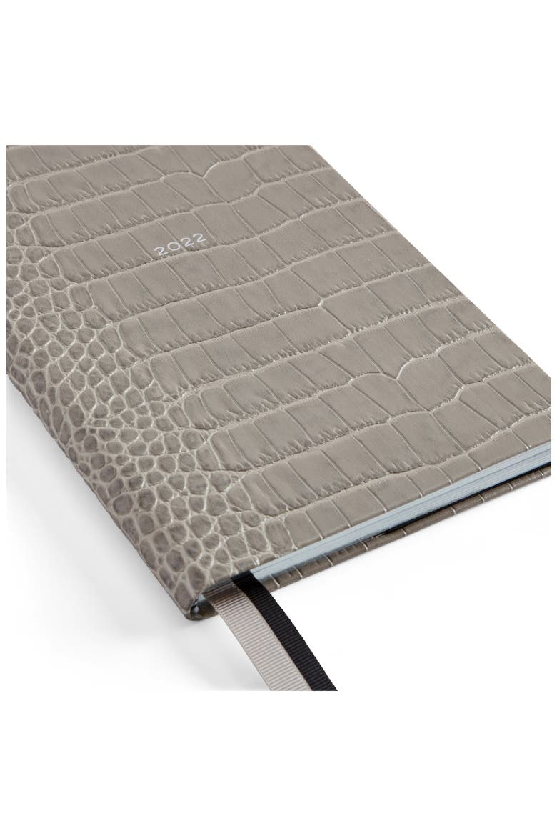 Smythoson Mara Soho Croc Embossed Leather 2022 Diary, Alternate, color, LIGHT STEEL