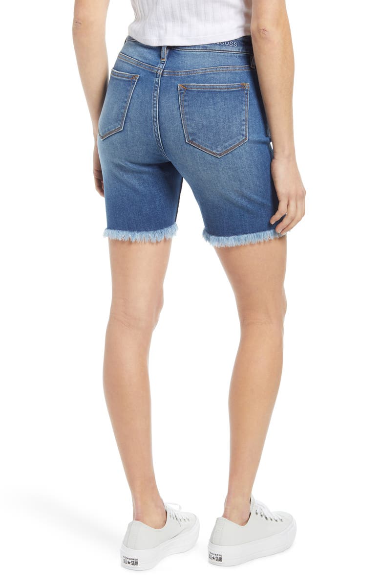 Vigoss Ace Ripped High Waist Denim Bermuda Shorts, Alternate, color,