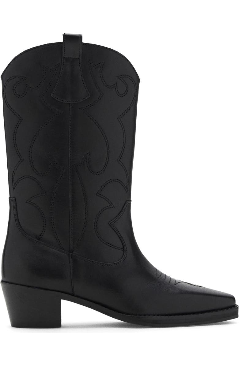 MANGO TEEN Western Leather Boot, Alternate, color, Black