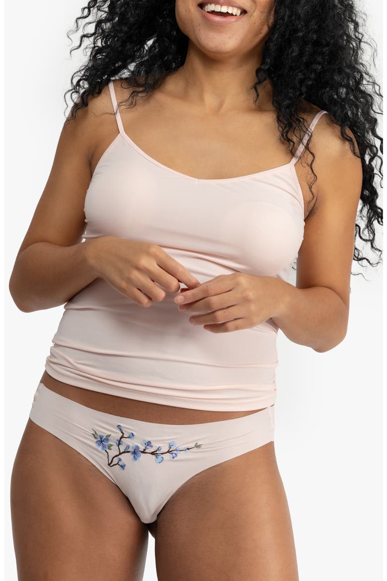 Soft Seamless Thong with Embroidery, Main, color, ROSE QUARTZ
