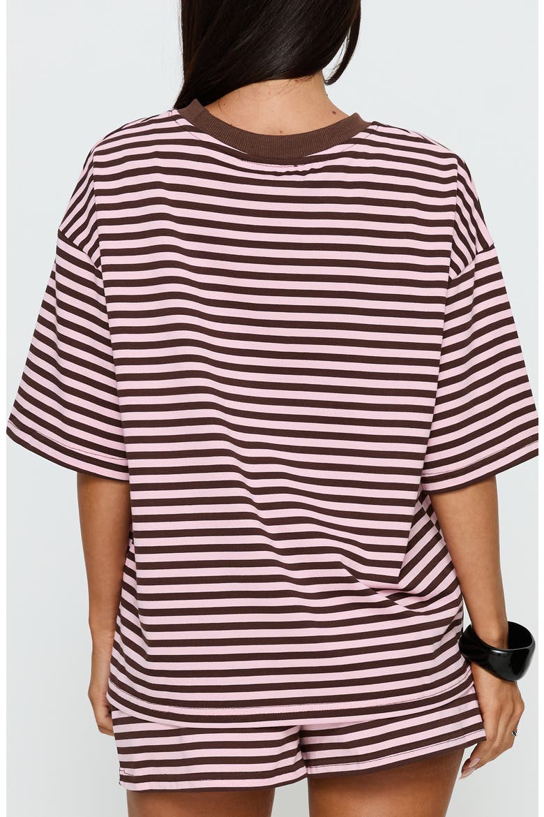 Settle Down Striped Oversized T-Shirt, Alternate, color, PINK / BROWN STRIPE
