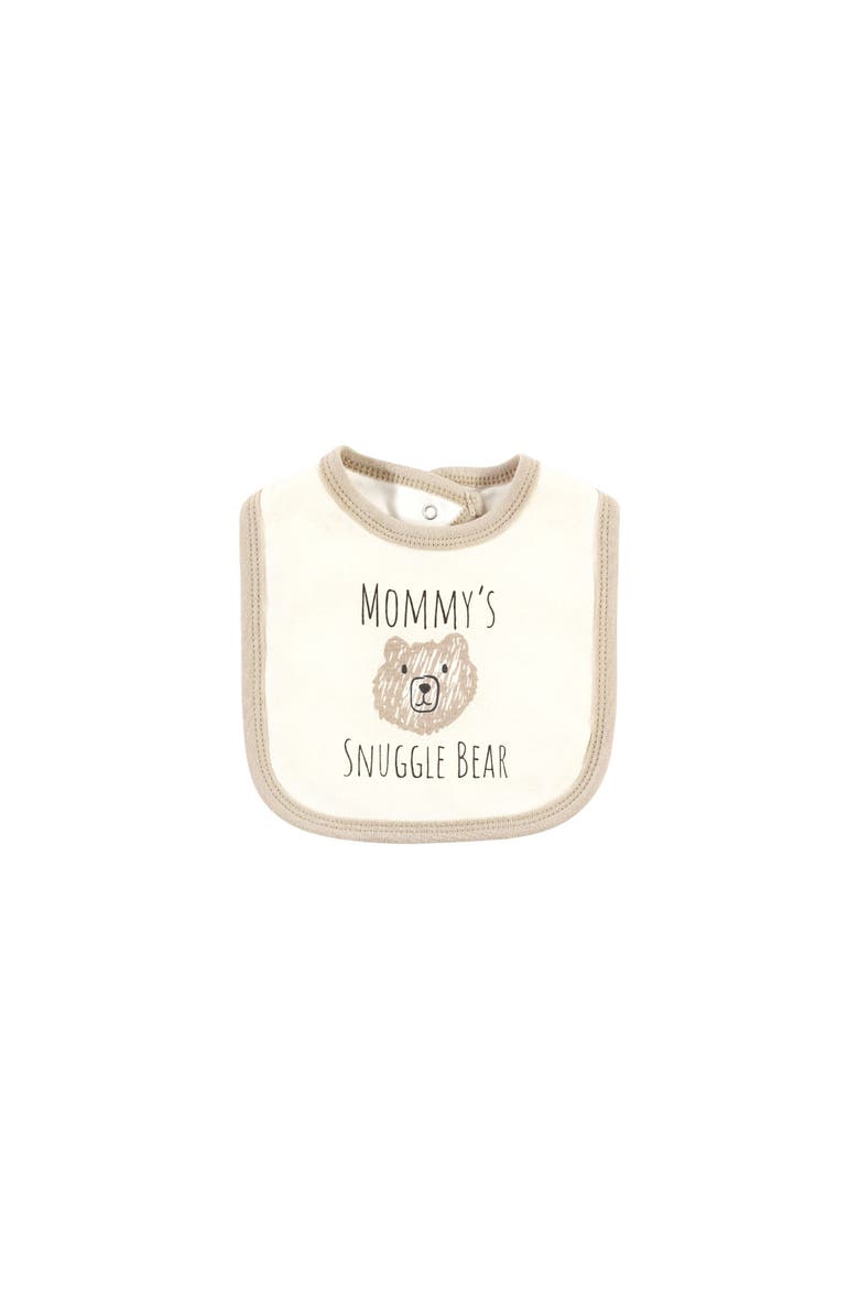 Cotton Bodysuit, Pant and Bib Set, Alternate, color, Snuggle Bear