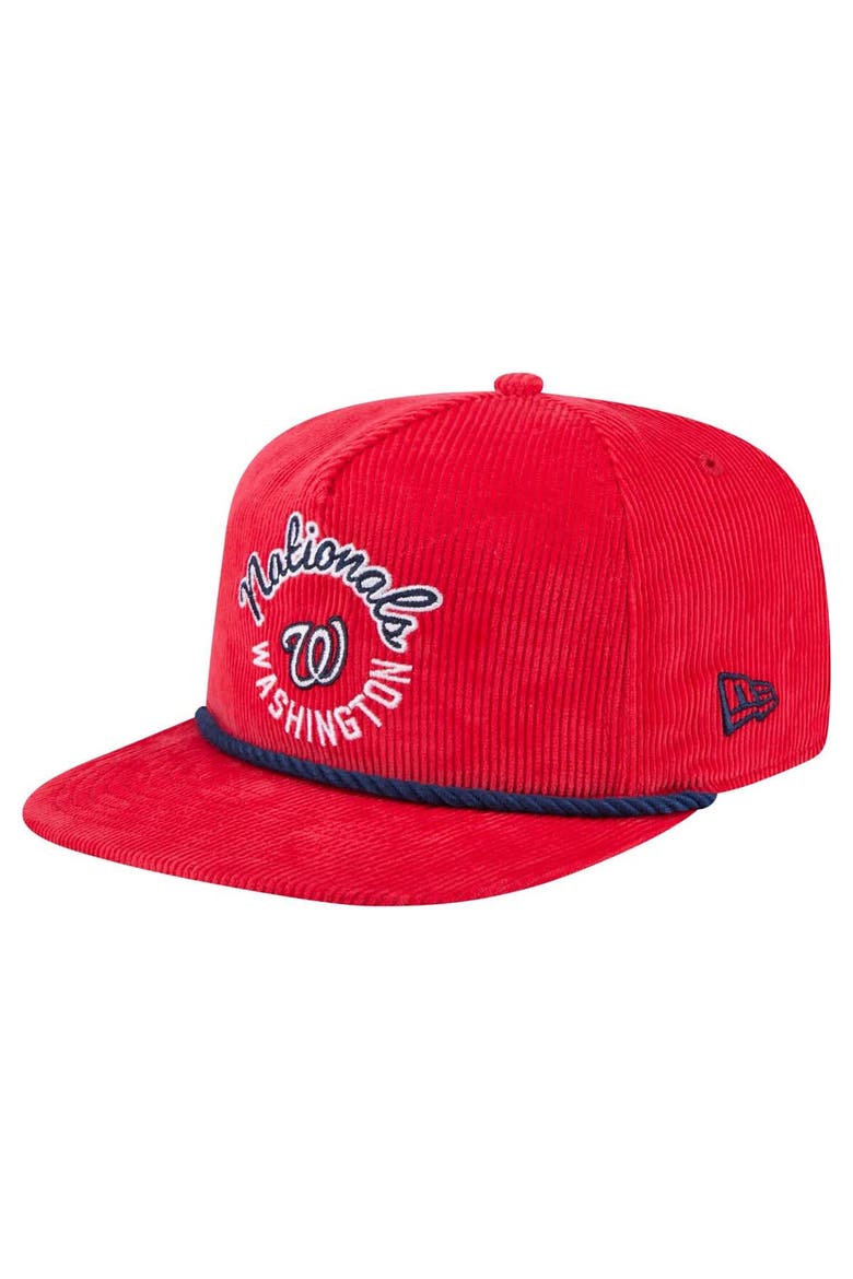 Men's New Era  Red Washington Nationals Full Circle Corduroy Golfer Adjustable Hat, Alternate, color, Red