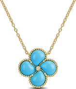 DELMAR Lab Created Pink Opal Quatrefoil Pendant Necklace