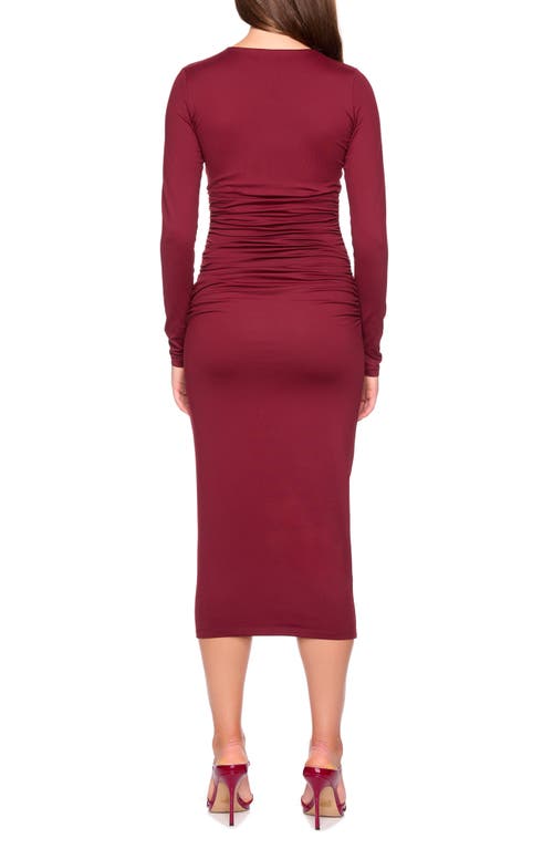 Susana Monaco Long Sleeve Midi Dress In Burgundy