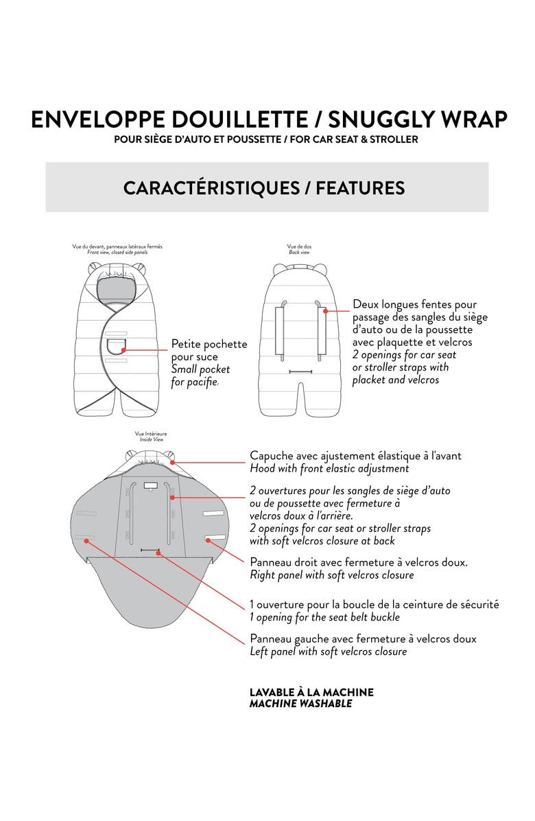 Deux par Deux Gender Inclusive Snugly Wrap Designed for Car Seat and Stroller, Alternate, color, Black
