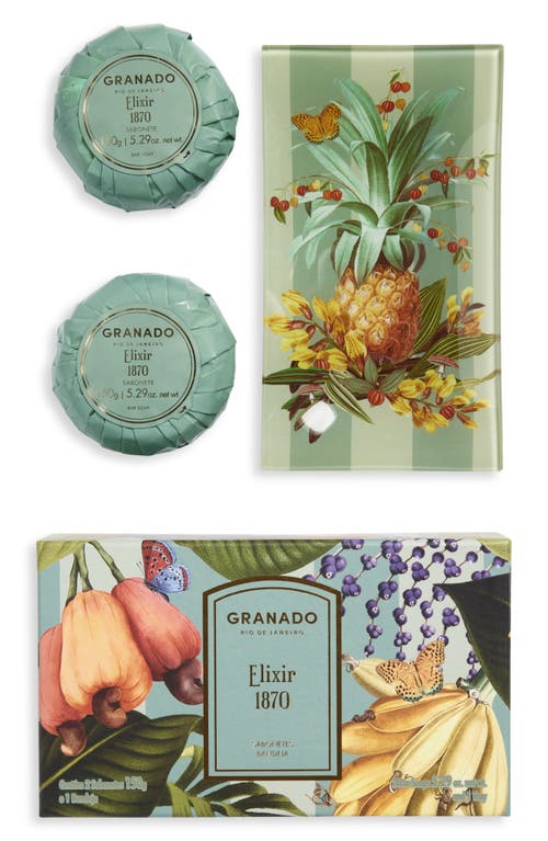 Granado Elixir 1870 Bar Soap & Glass Tray 3-piece Gift Set In Transparent