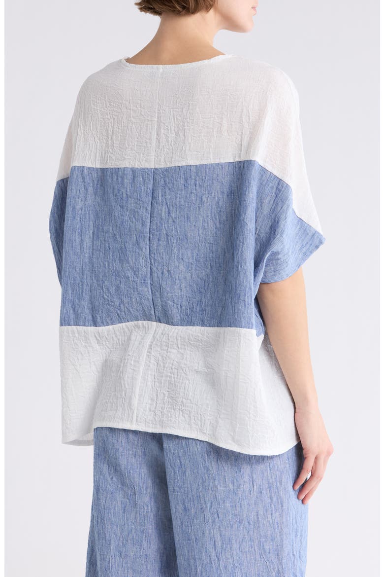 Colorblock Short Sleeve Cotton Top, Alternate, color, BLUE