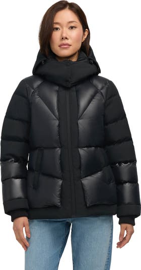 Vega Mixed Media Puffer Jacket with Removable Hood