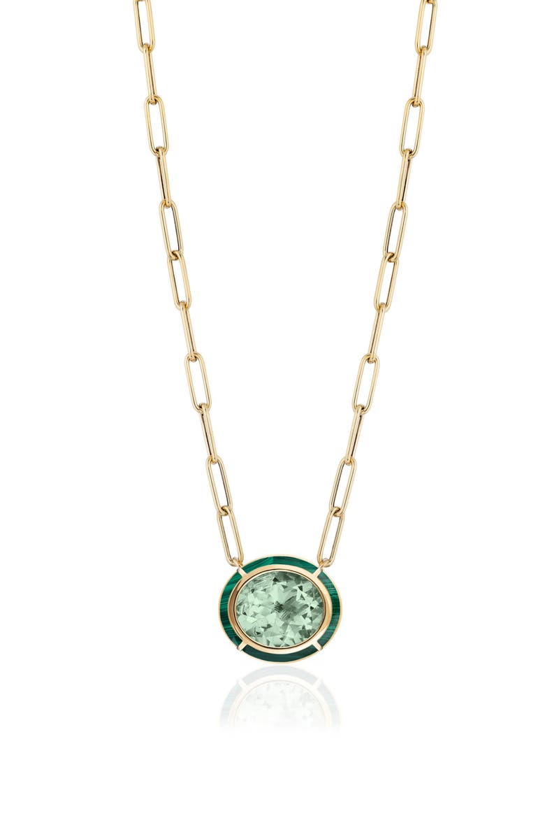 Melange Blue Topaz Pendant Necklace, Main, color, PRASIOLITE/ MALACHITE