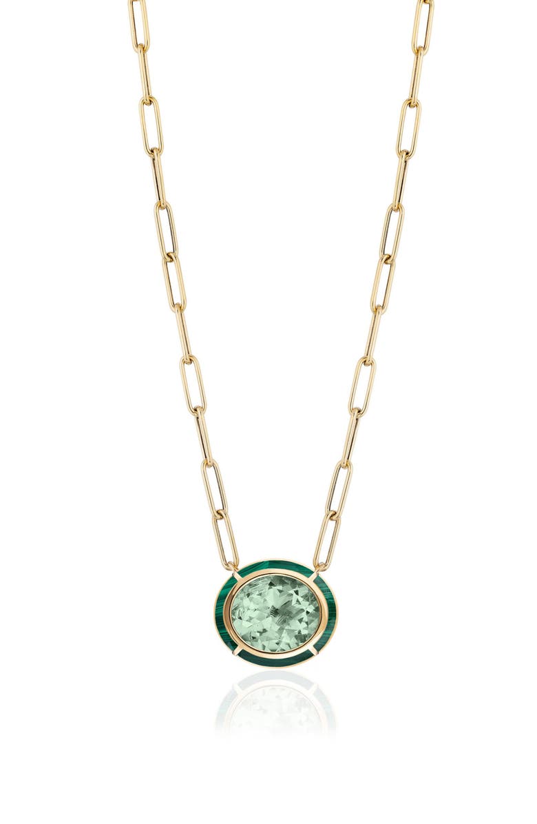 GOSHWARA Melange Blue Topaz Pendant Necklace, Main, color, Prasiolite/ Malachite