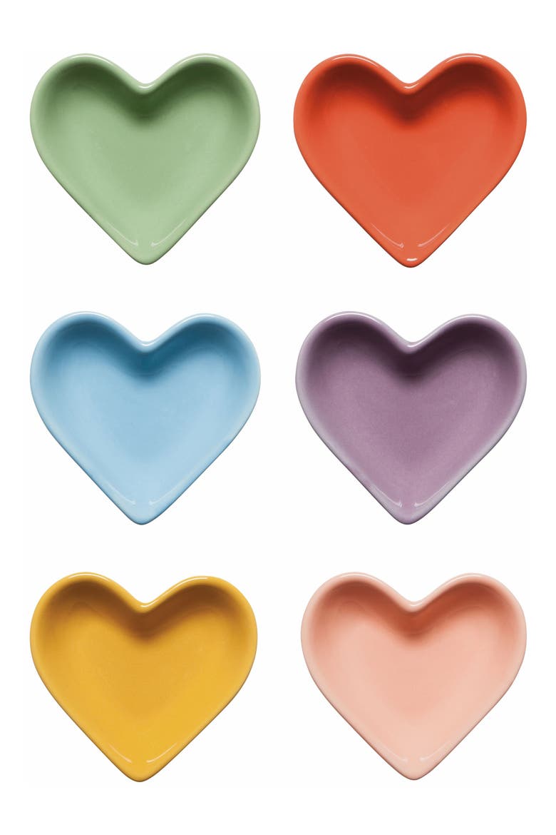 Set of 6 Assorted Heart Pinch Bowls, Main, color, RAINBOW MULTI