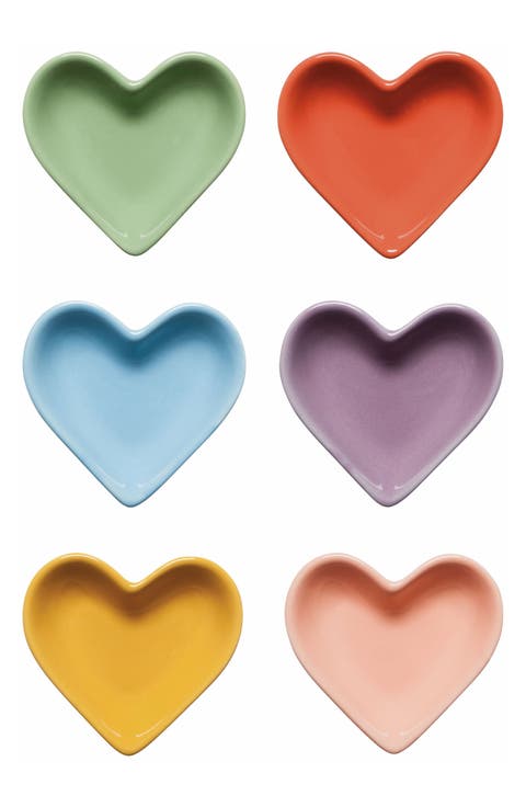 Set of 6 Assorted Heart Pinch Bowls