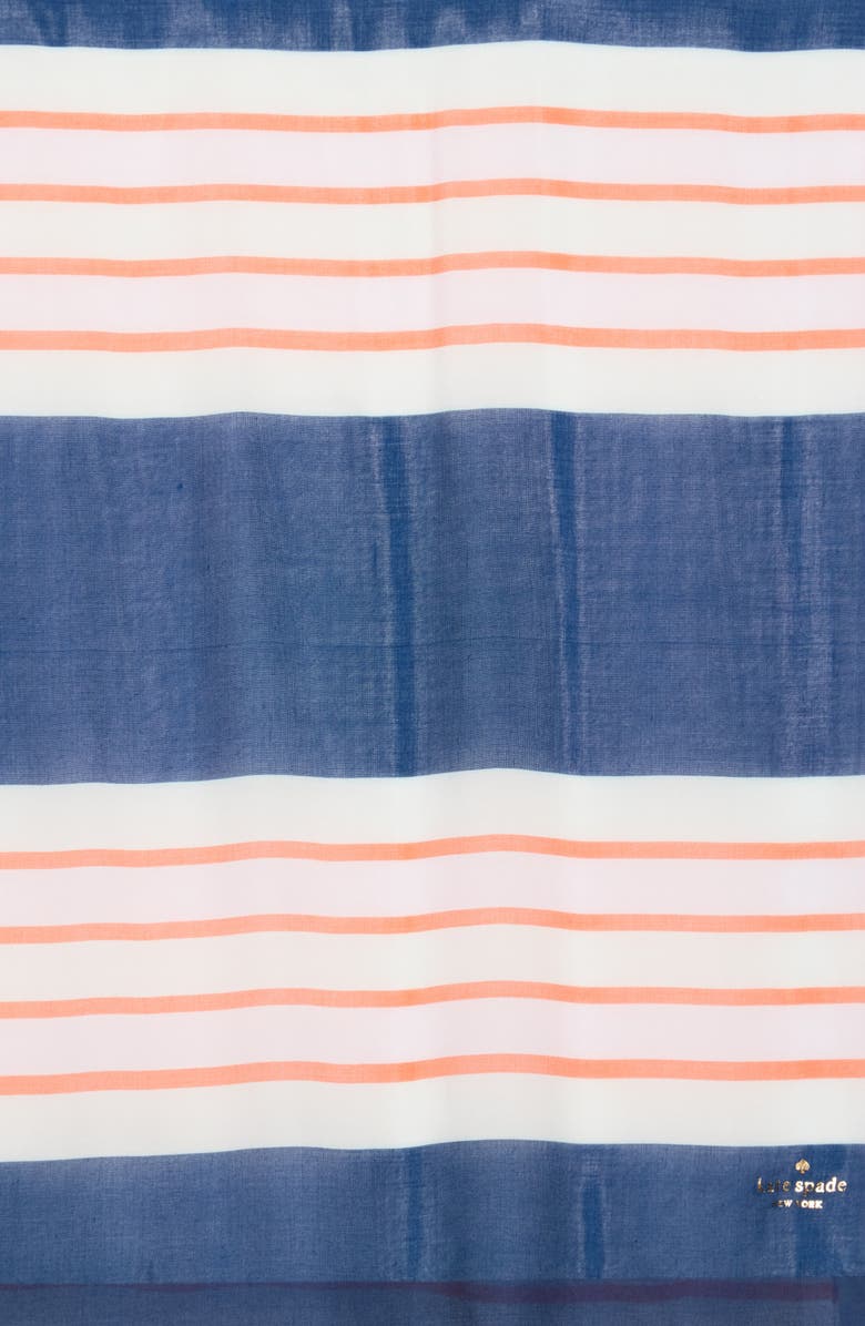 Kate Spade New York Springtime Stripe Oblong Scarf, Alternate, color, 416 French Navy