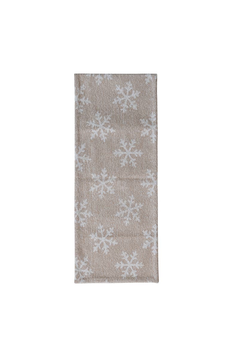 Storied Home Woven Fabric Jacquard Table Runner with Snowflake Pattern, Beige and Natural, Main, color, Beige