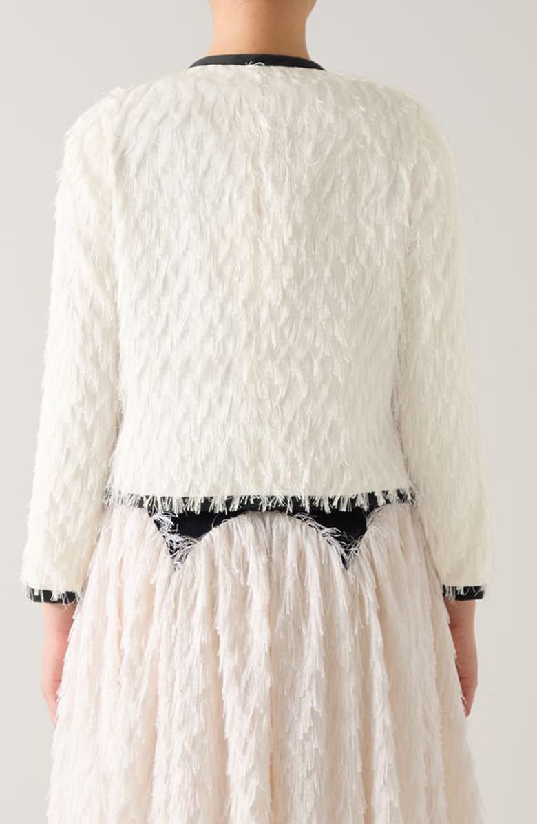 LK Bennett Allegra Tie Neck Contrast Trim Jacket, Alternate, color, Black Ivory