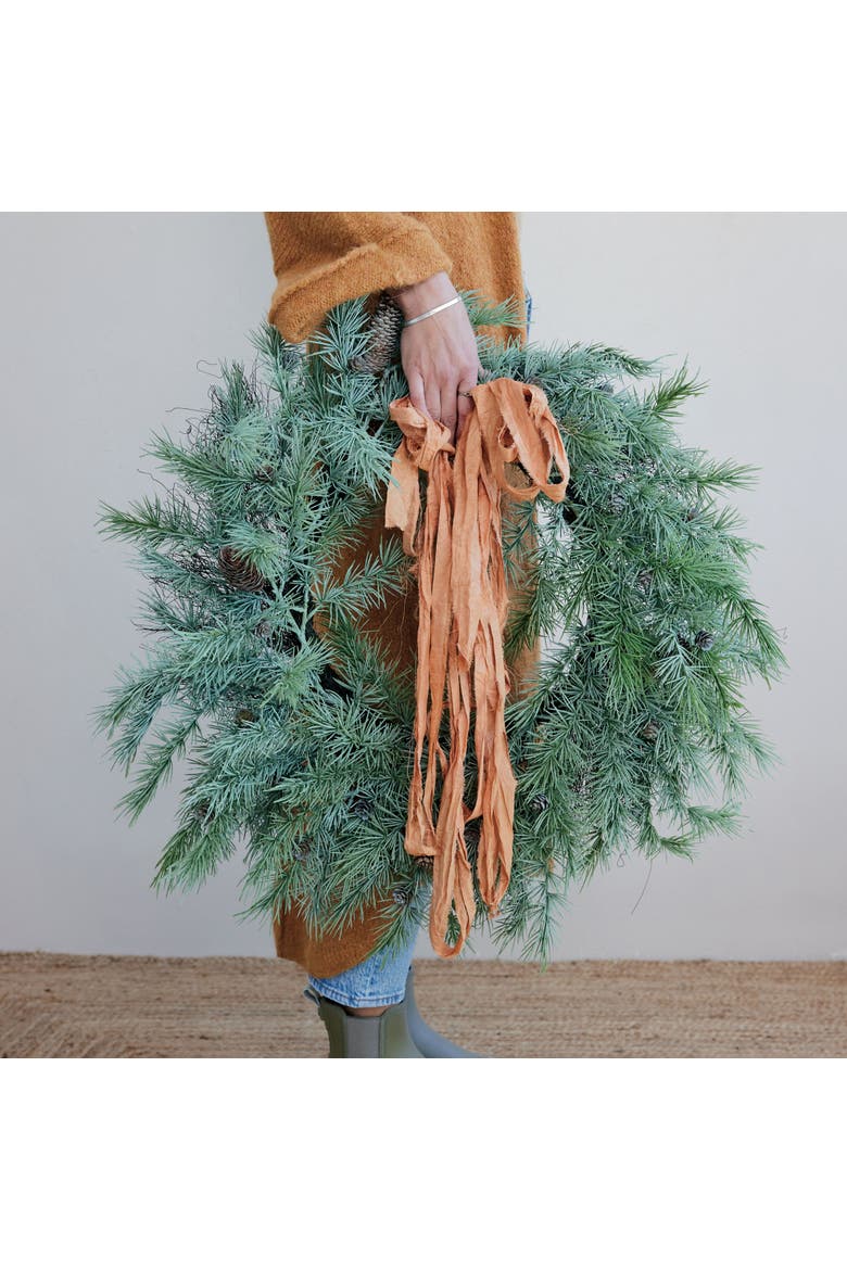 Evergreen Pine Wreath with Artful Greenery, Main, color, Green