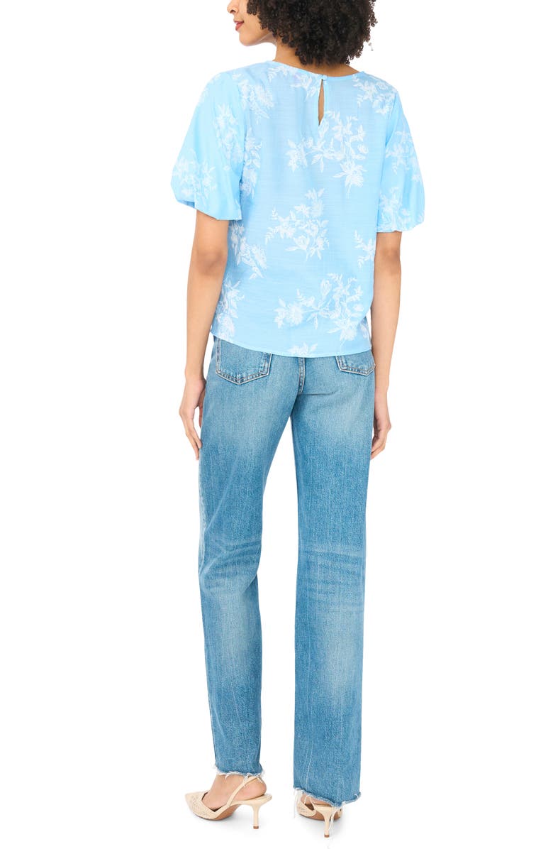 Vince Camuto Floral Puff Sleeve Top, Alternate, color, Bright Periwinkle