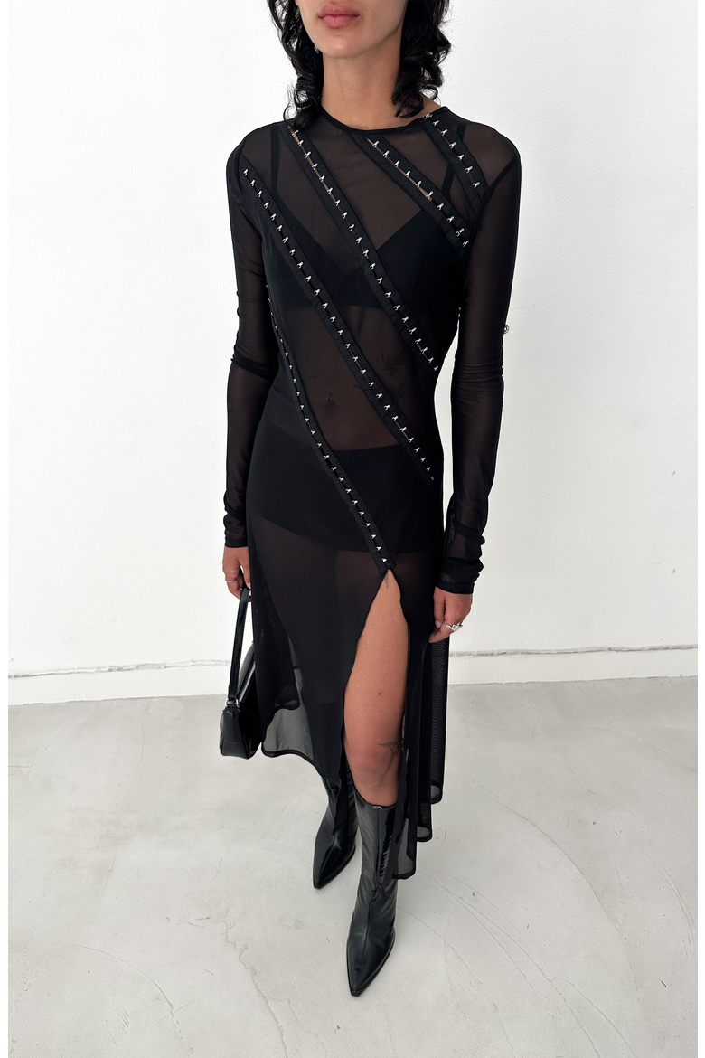 Rue Sheer Mesh Dress, Alternate, color, Black