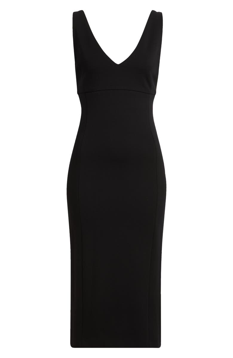 SPANX<sup>®</sup> SPANXshape<sup>™</sup> Ponte V-Neck Sleeveless Midi Dress, Alternate, color, Classic Black