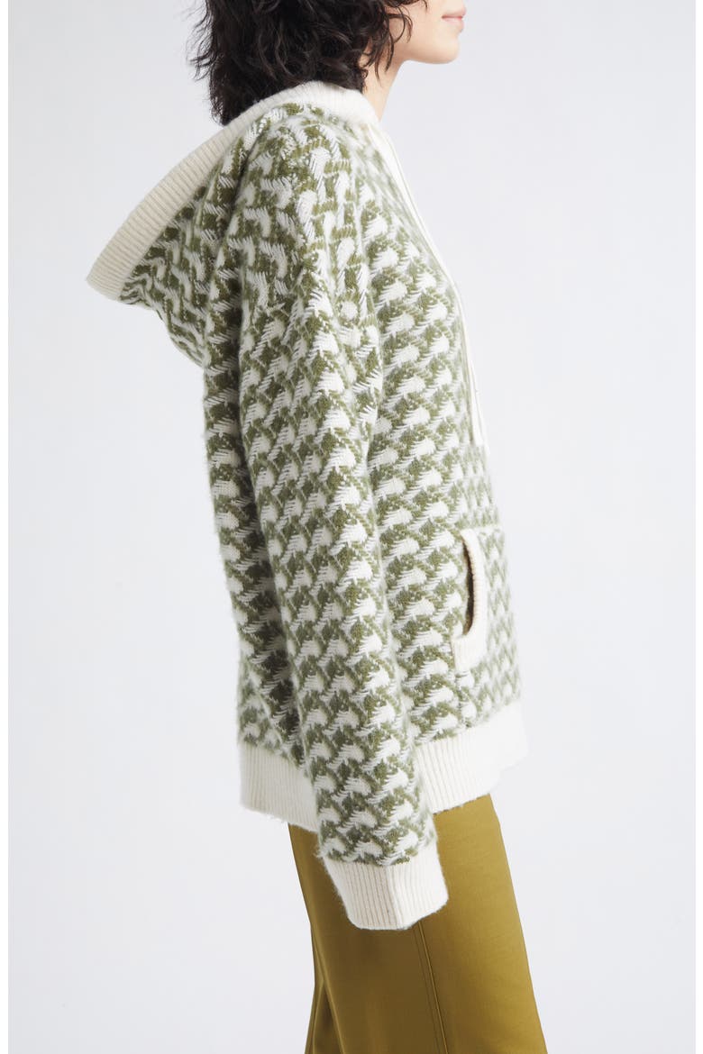 Mallone Merino Wool & Cashmere Sweater Hoodie, Alternate, color, IVORY/ ALOE MULTI
