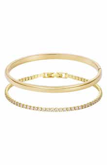 Adornia Set of 2 Cuff & Tennis Bracelets