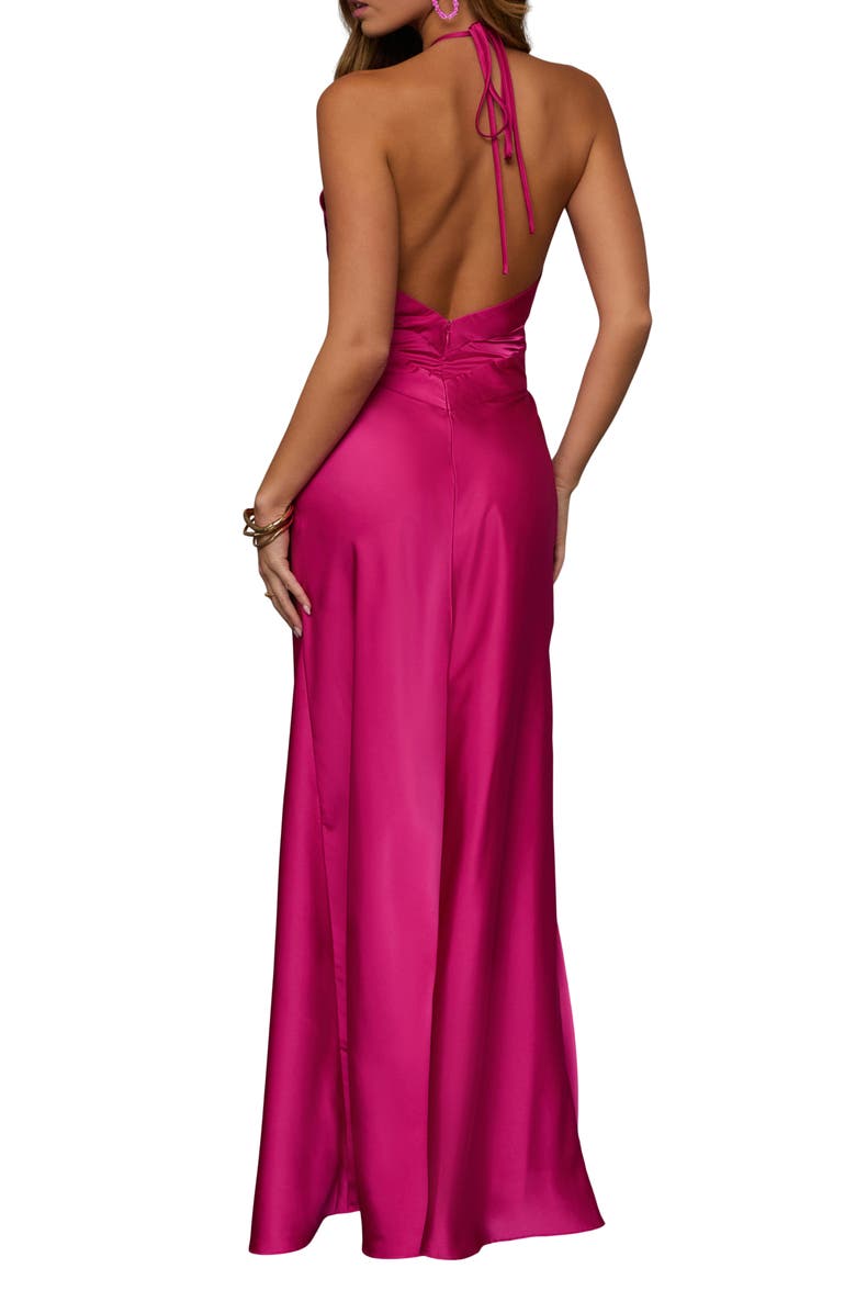Adelynn Halter Neck Satin Gown