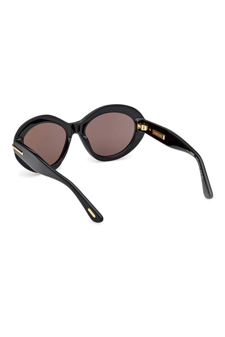 55mm Oval Sunglasses, Alternate, color, SHINY BLACK / BAGUETTE / SMOKE