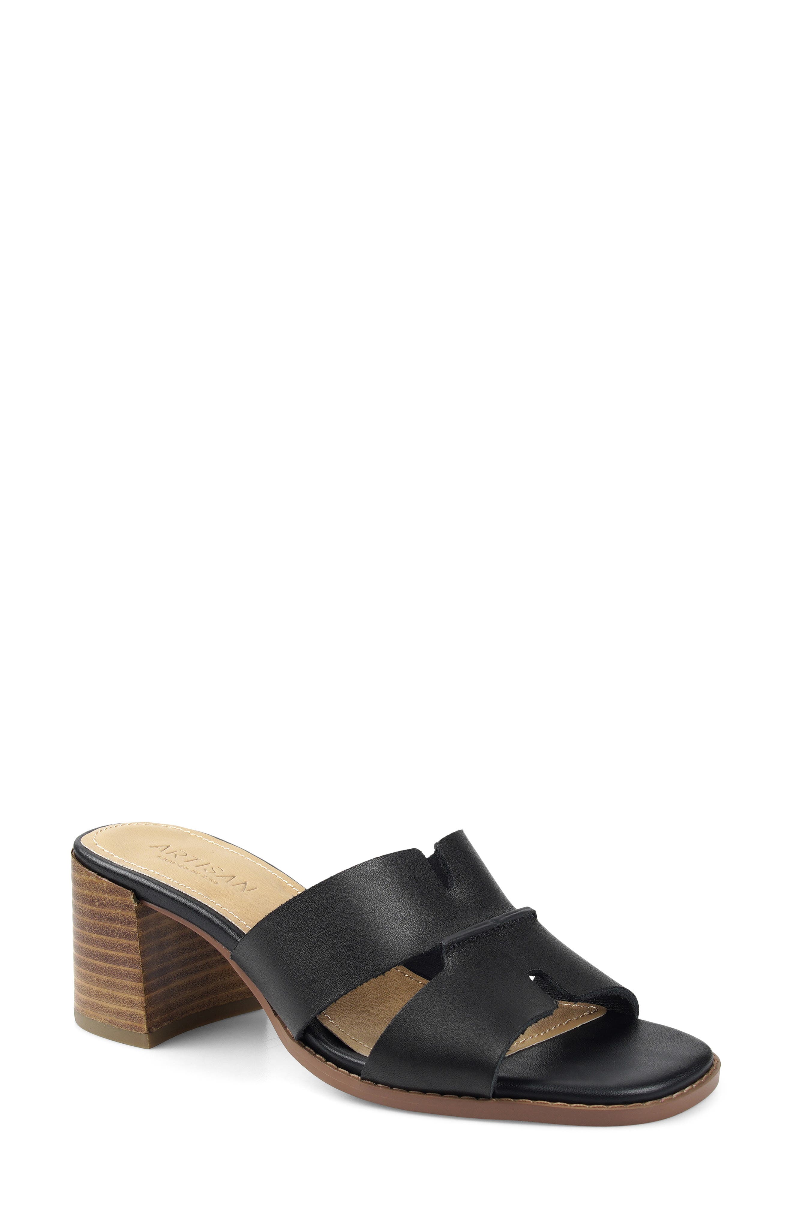 Dazz Slide Sandal, Main, color, BLACK LEATHER