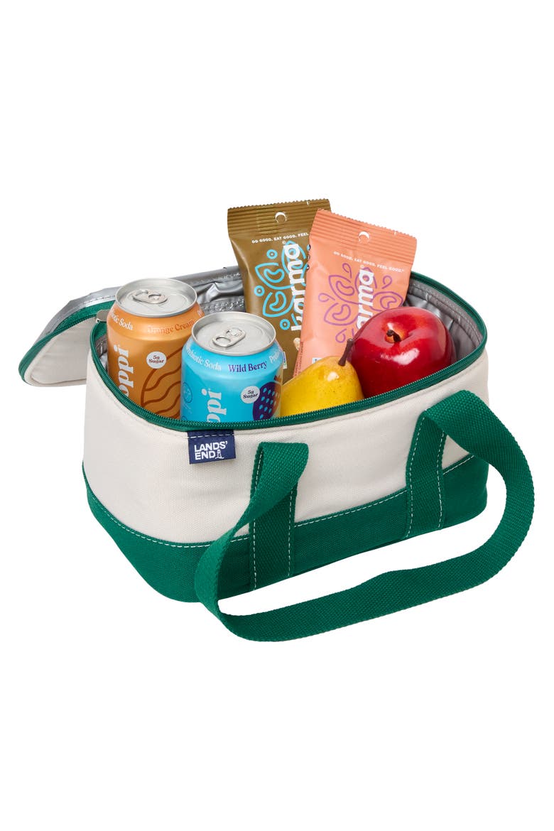 Rectangular Small Cooler Bag Insulated 1.5 Gal, Canvas Soft Cooler with Tote Handles and Zip Closure, Alternate, color, Kelly Green