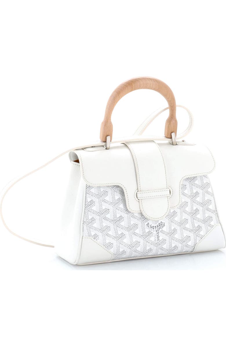 Pre-Owned Goyard Saigon Top Handle Bag Coated Canvas with Leather Mini, Alternate, color, White