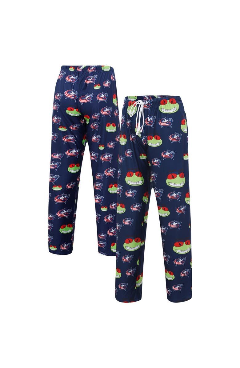 CONCEPTS SPORT Women's Concepts Sport Navy Columbus Blue Jackets Gauge Allover Print Knit Sleep Pants, Alternate, color,