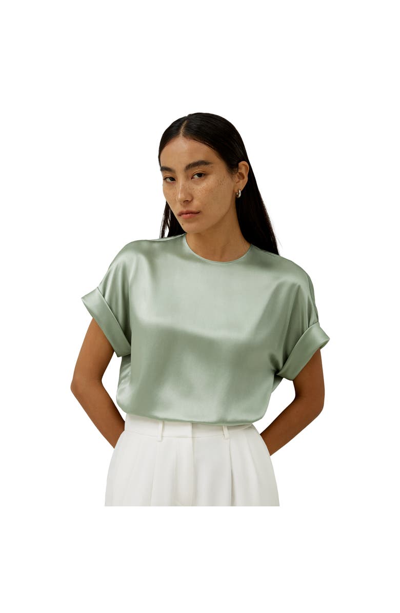 Lilysilk Contemporary Oversized Silk Top, Main, color, Pale Turquoise