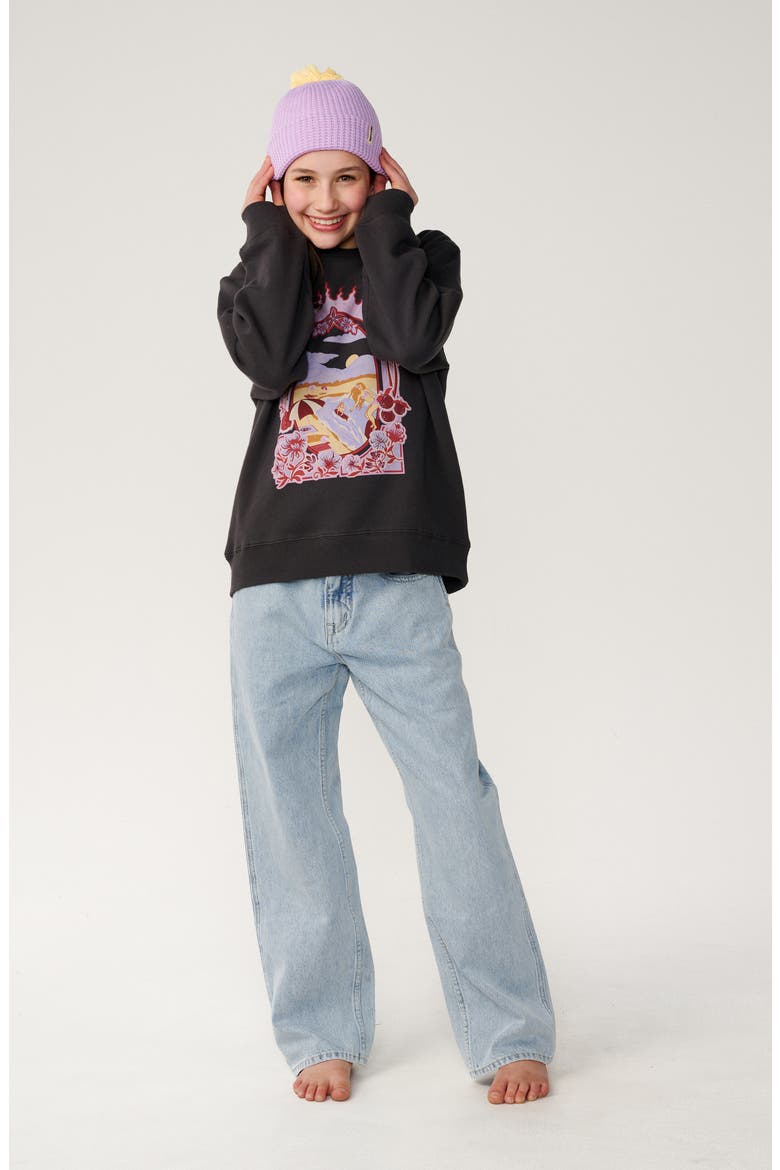 Kids' Costa del Sol Graphic Sweatshirt, Alternate, color, WASHED BLACK