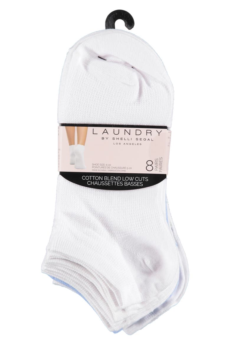 8-Pack Assorted Low Cut Socks, Alternate, color, WHITE/ SKYWAY