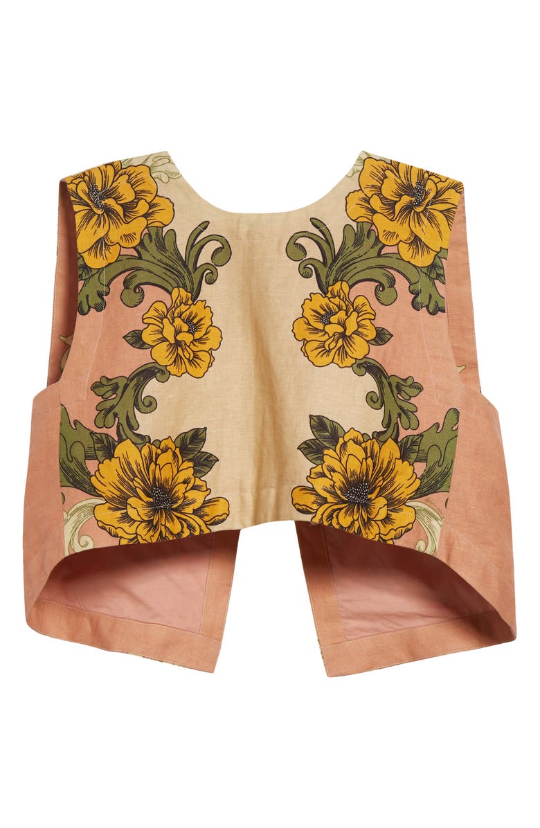 FARM Rio Delicate Flower Arabesque Linen Top, Alternate, color, Delicate Flower Arab