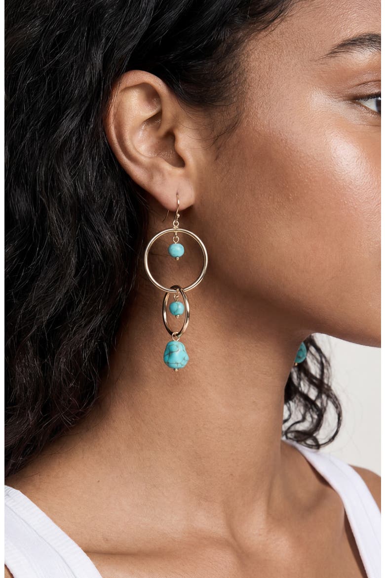 Beaded Double Ring Drop Earrings, Alternate, color, TURQUOISE