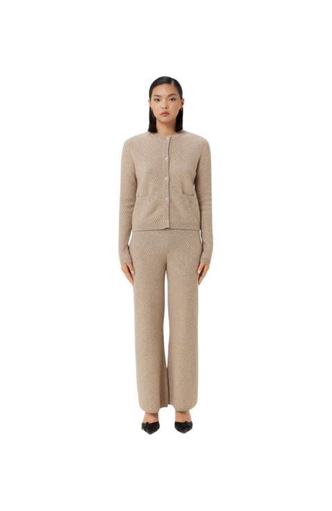 Textured Knit Cashmere Pants