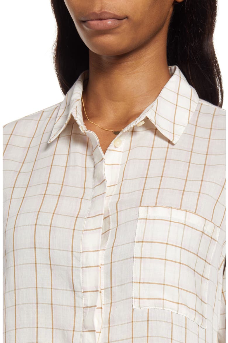 Classic Drapey Shirt, Alternate, color, IVORY- PINK AVACHECK