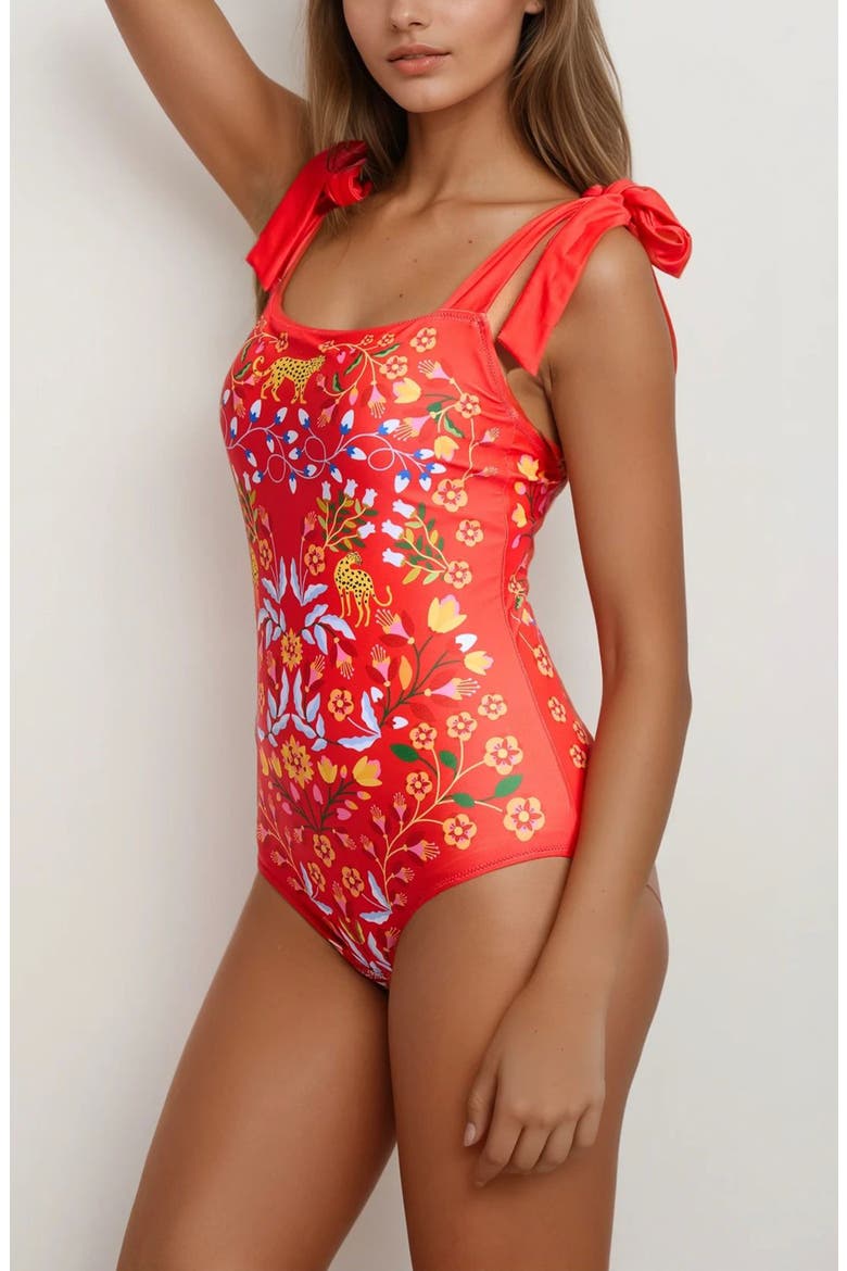 Red Blossom Reversible One-Piece Swimsuit, Alternate, color, Red