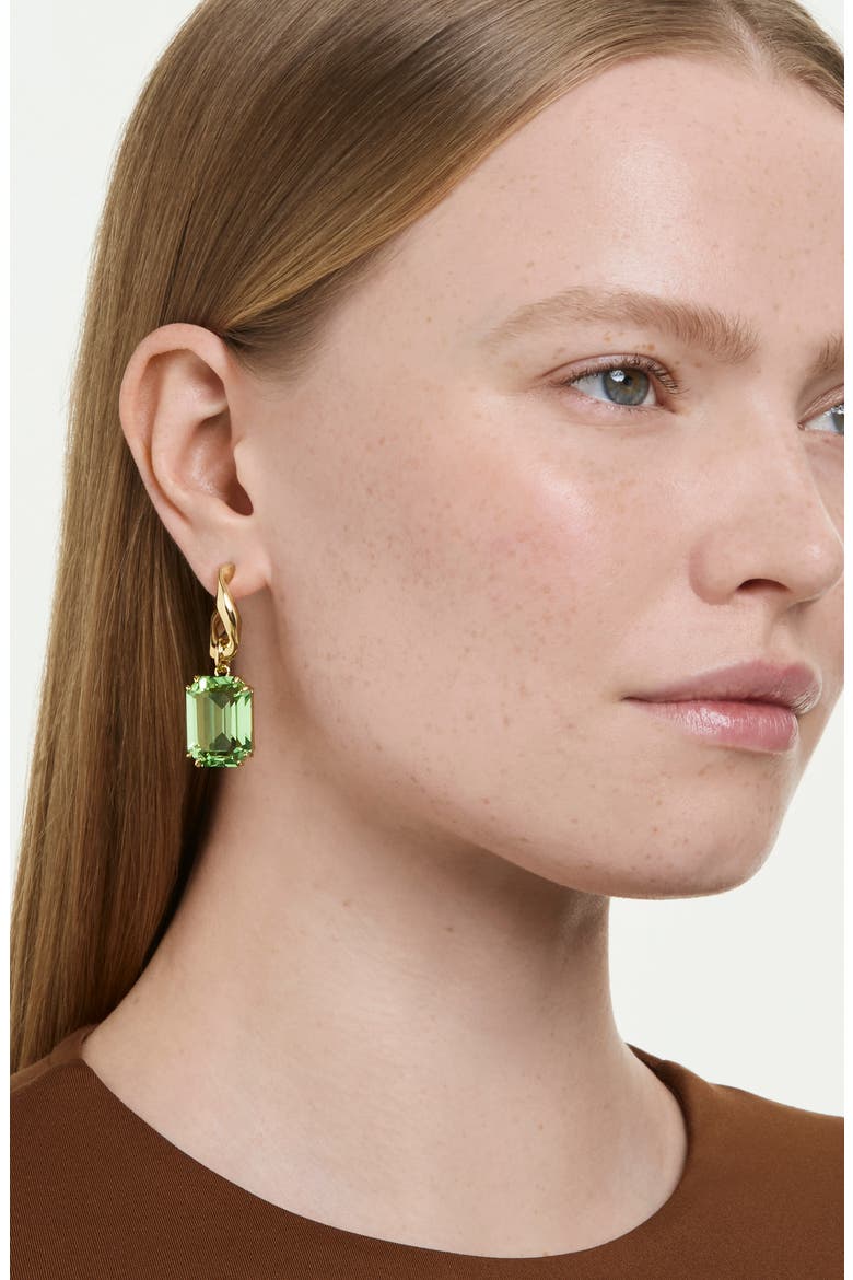 Millenia Crystal Drop Earrings, Alternate, color, GREEN WITH GOLD