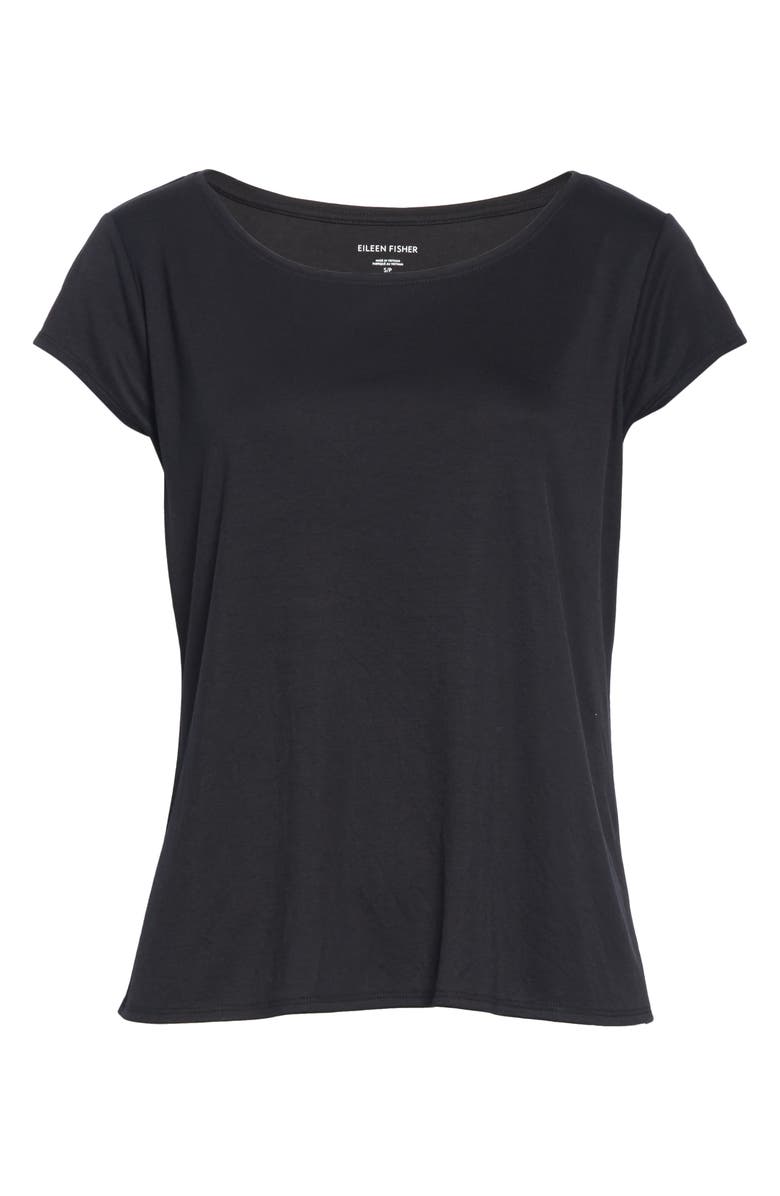 Eileen Fisher Scoop Neck Cap Sleeve Tee, Alternate, color, 
