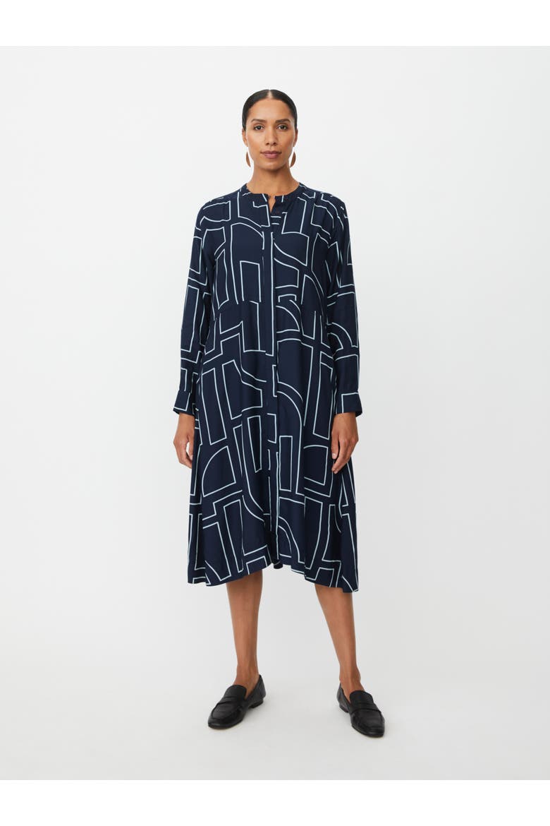 Nataly Long Sleeve A-Line Midi Dress, Main, color, Navy Blazer